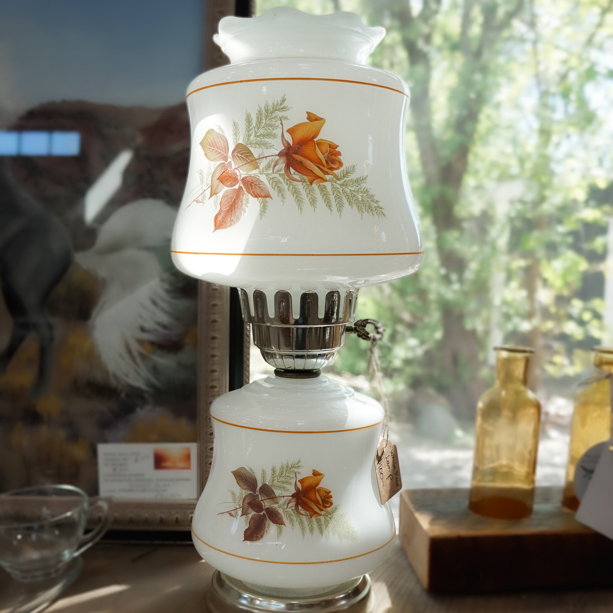 White rose lamp shade top